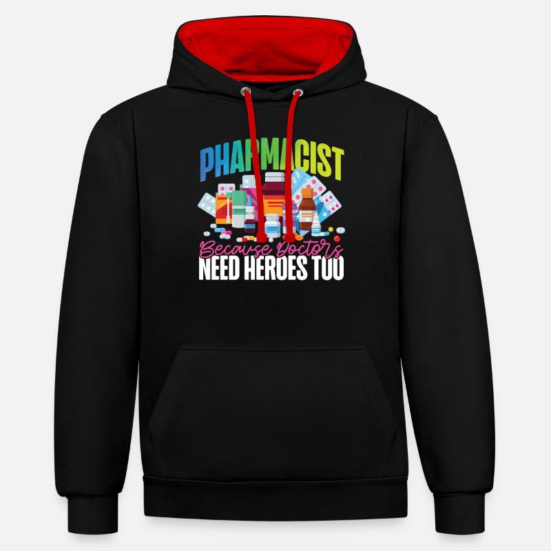 Pharmacy Tech Technician - Contrast hoodie - black/red