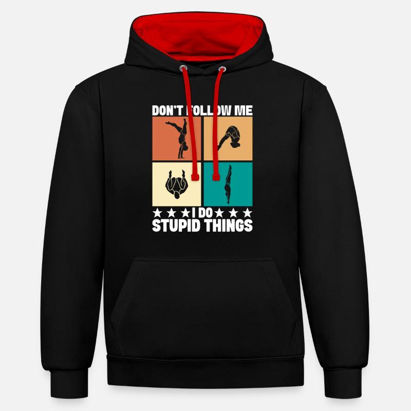 Plongeoir - Sweat à capuche contrasté - noir/rouge