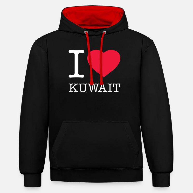 J’AIME LE KOWEÏT - Sweat à capuche contrasté - noir/rouge