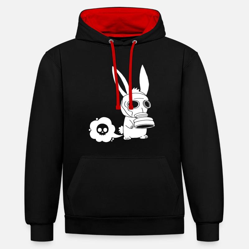 Lapin blanc qui pète - Sweat à capuche contrasté - noir/rouge