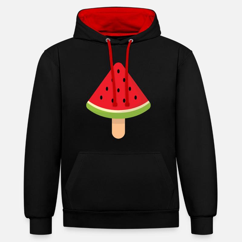 crème de pastèque - Sweat à capuche contrasté - noir/rouge