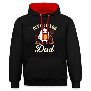 Teuflisches Ei Papa Thanskgiving Abendessen - Kontrast-Hoodie - Schwarz/Rot - Vorne - Anna (173cm) & Nico (186cm)