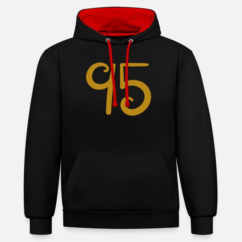 95 - Sweat à capuche contrasté - noir/rouge