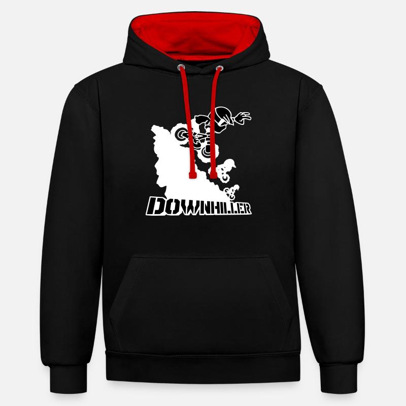 Downhiller - Sweat à capuche contrasté - noir/rouge