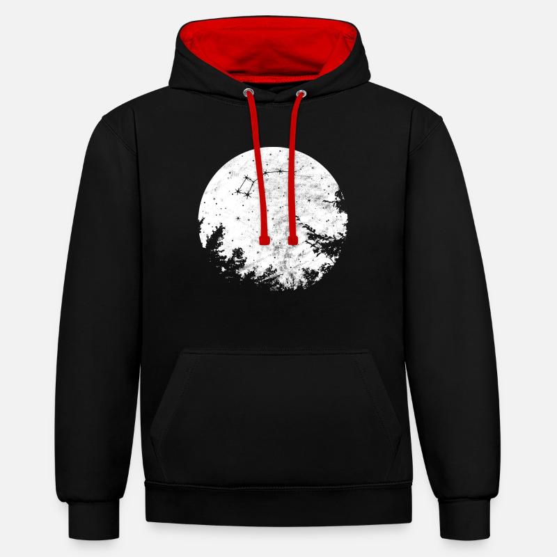 Petit, ours, constellation, signe - Sweat à capuche contrasté - noir/rouge