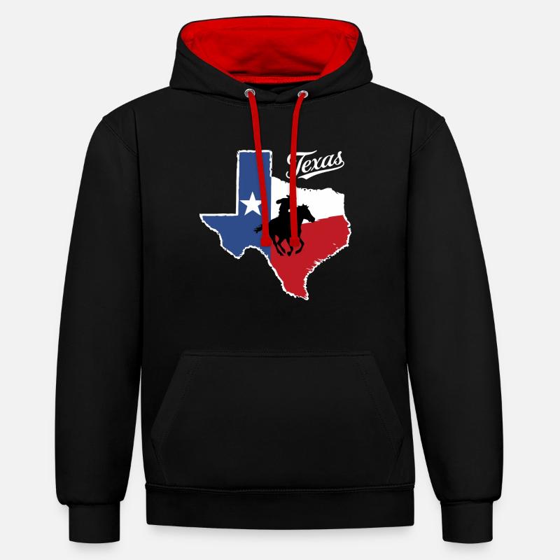 État du Texas Texans Texas - Sweat à capuche contrasté - noir/rouge