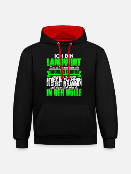 LANDWIRT - Hölle - Kontrast-Hoodie - Schwarz/Rot