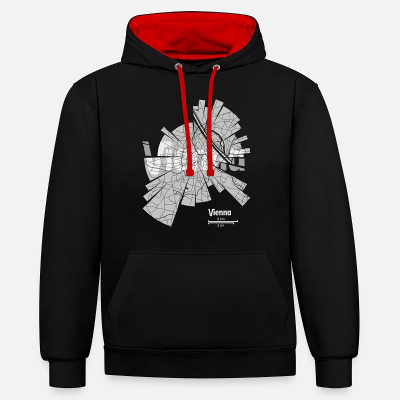Vienna (Vienne) plan - Sweat à capuche contrasté - noir/rouge