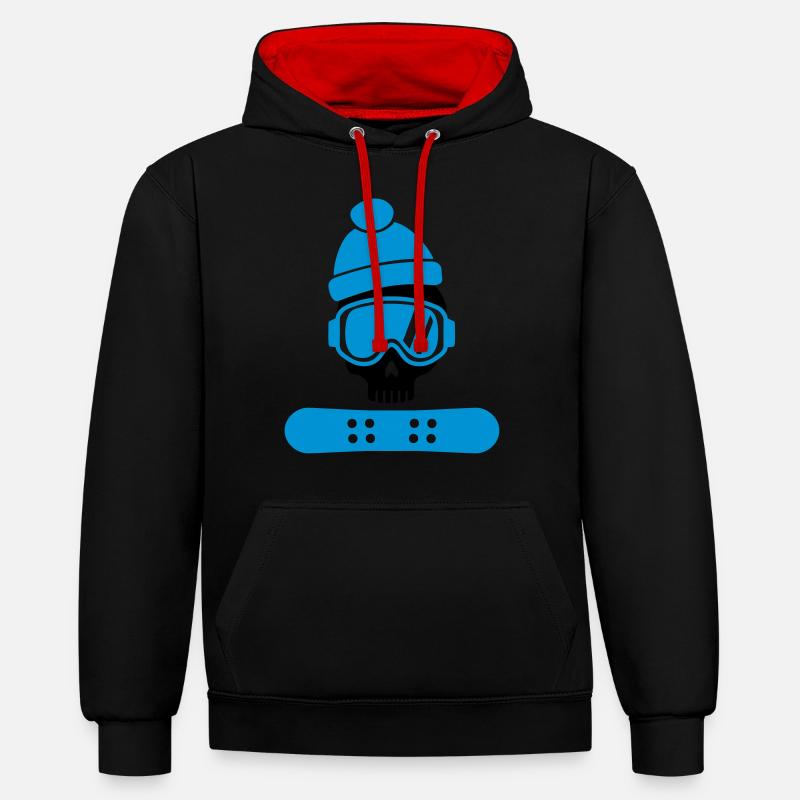 Snowboard - Kontrast-Hoodie - Schwarz/Rot