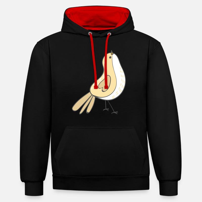 Oiseau - Sweat à capuche contrasté - noir/rouge