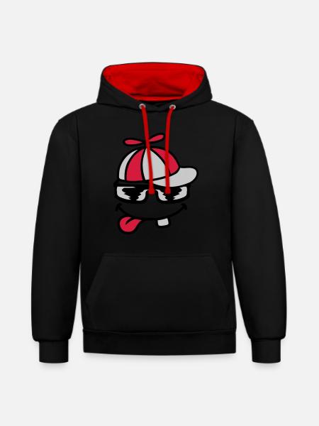 Comic Face Propeller Cap Éolienne - Sweat à capuche contrasté - noir/rouge
