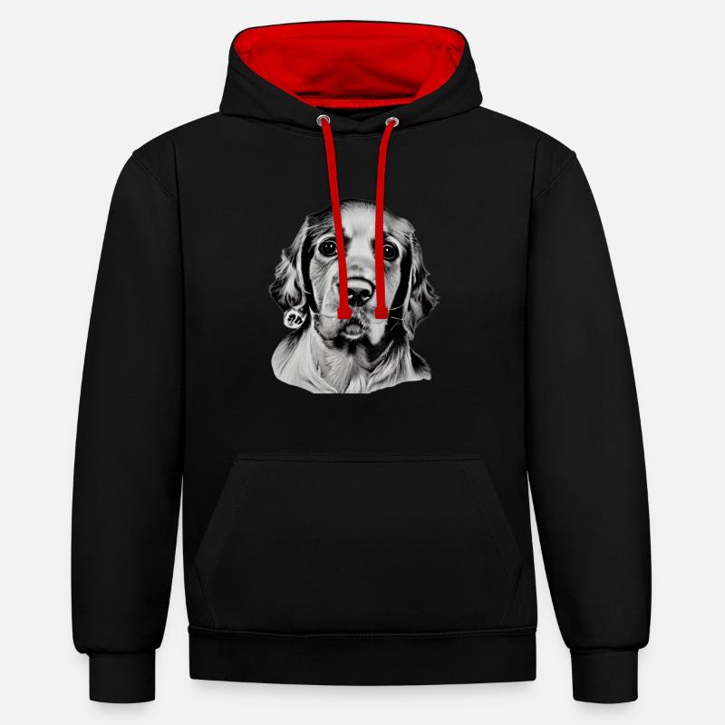 cocker - Sweat à capuche contrasté - noir/rouge