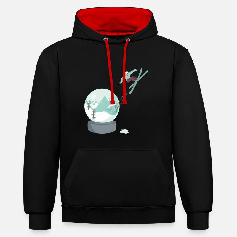 Boule à freeride - Sweat à capuche contrasté - noir/rouge
