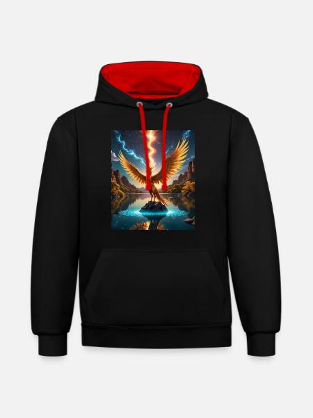 Chic - Kontrast-Hoodie - Schwarz/Rot