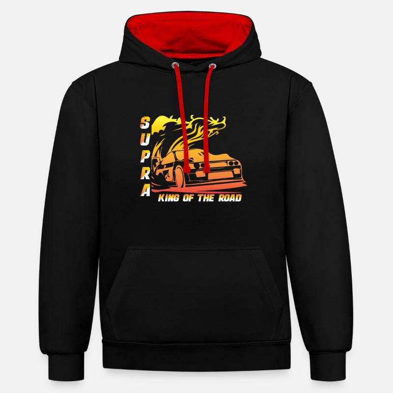 Supra - Roi de la route - Sweat à capuche contrasté - noir/rouge