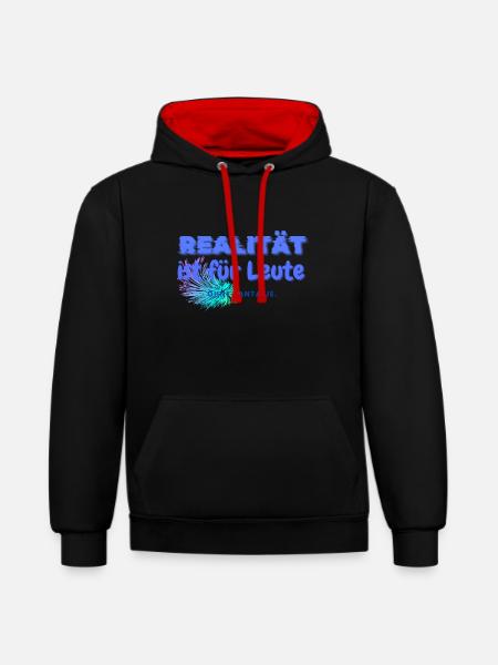 Realität - Kontrast-Hoodie - Schwarz/Rot