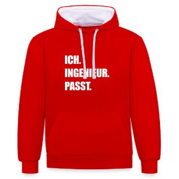 Ingenieur - Kontrast-Hoodie - Rot/Weiß - Vorne - Liana (172cm) & Jaron (178cm)