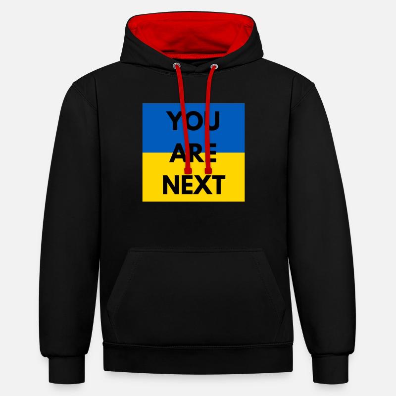 UKRAINE YOU ARE NEXT - Sweat à capuche contrasté - noir/rouge