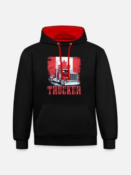 Trucker Canadian Flag - Contrast hoodie - black/red
