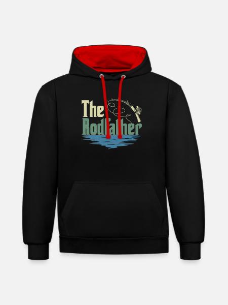 The Rodfather Fishing Rod - Contrast hoodie - black/red