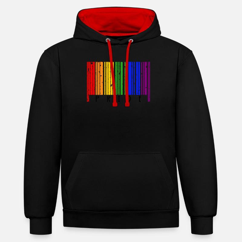 Code-barres LGBT Gay Pride - Sweat à capuche contrasté - noir/rouge