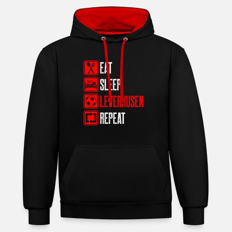 Répétez Leverkusen - Sweat à capuche contrasté - noir/rouge