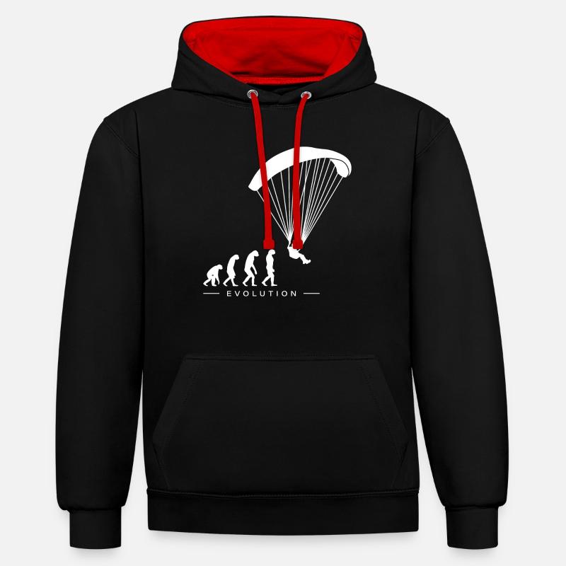 Paraglider Paragliding Evolution Motif - Contrast hoodie - black/red