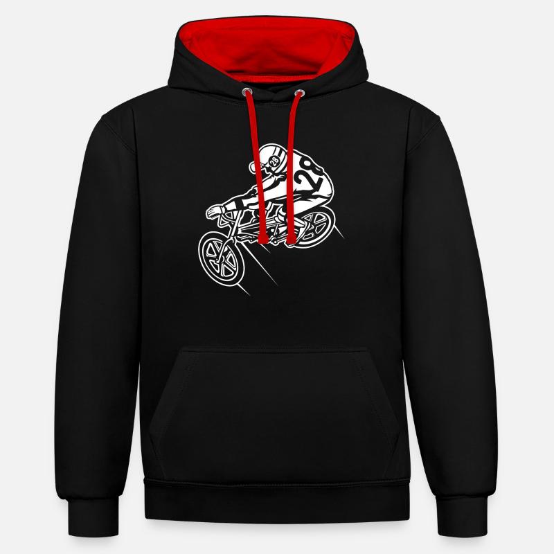 BMX Vélo / 01_weiß - Sweat à capuche contrasté - noir/rouge