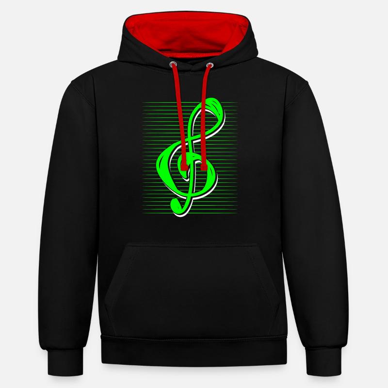 clef de sol - Sweat à capuche contrasté - noir/rouge
