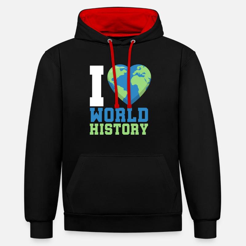 l'histoire du monde - Sweat à capuche contrasté - noir/rouge