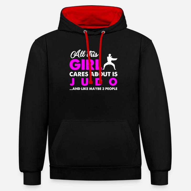 Fille de judo - Sweat à capuche contrasté - noir/rouge