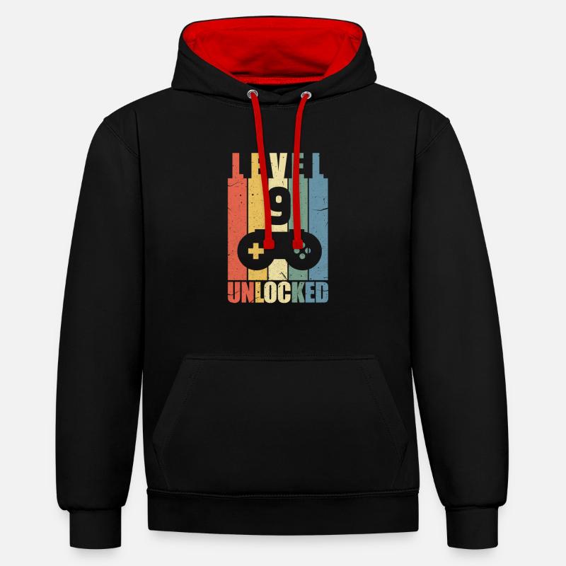 9ème anniversaire - Sweat à capuche contrasté - noir/rouge