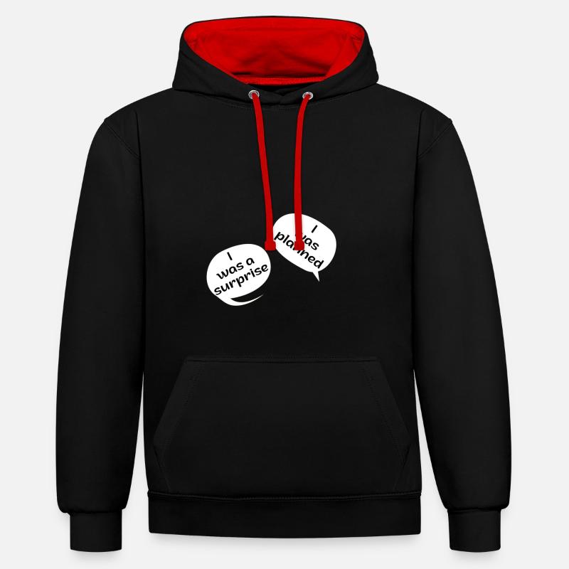 Maman enceinte jumeaux - Sweat à capuche contrasté - noir/rouge