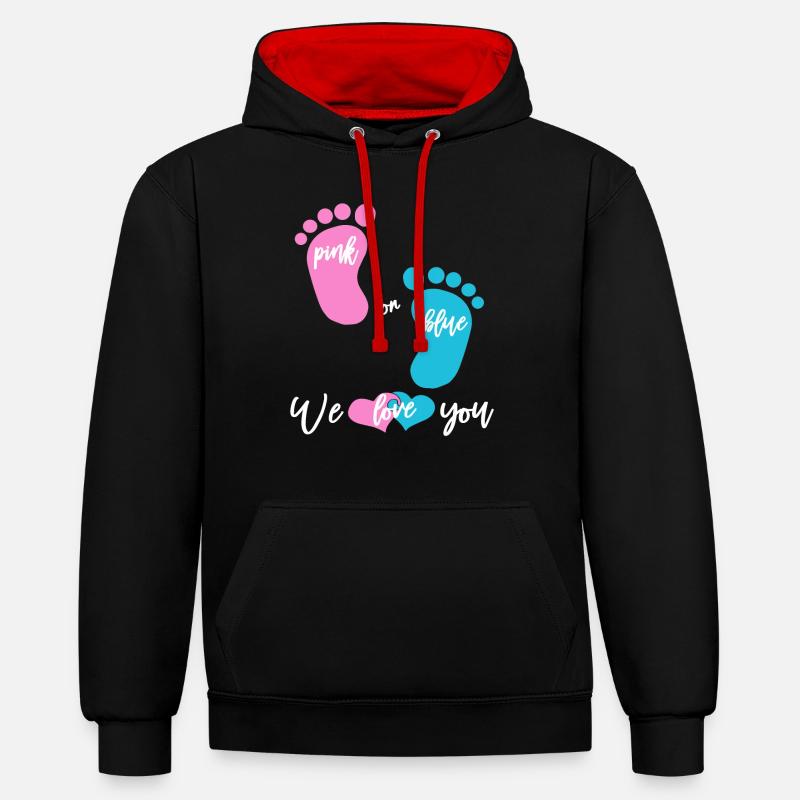 Babyparty Mädchen oder Junge - Kontrast-Hoodie - Schwarz/Rot