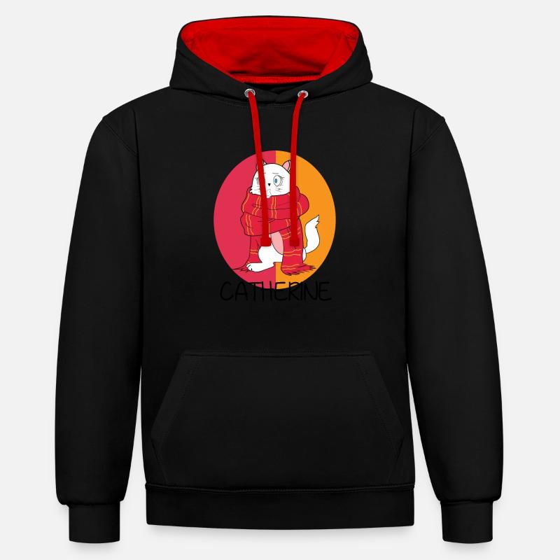 #FancyDesigns #catherine CATherine? - Sweat à capuche contrasté - noir/rouge