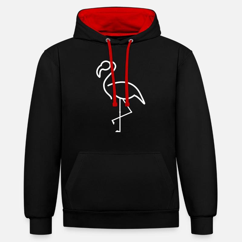 flamant - Sweat à capuche contrasté - noir/rouge
