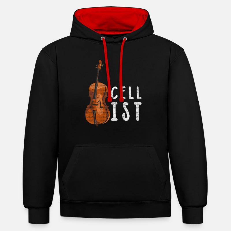 violoncelle - Sweat à capuche contrasté - noir/rouge