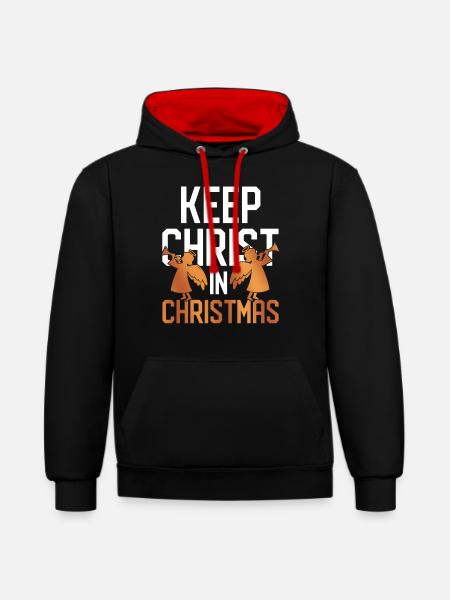 Jesus Christkind Christmas - Contrast hoodie - black/red