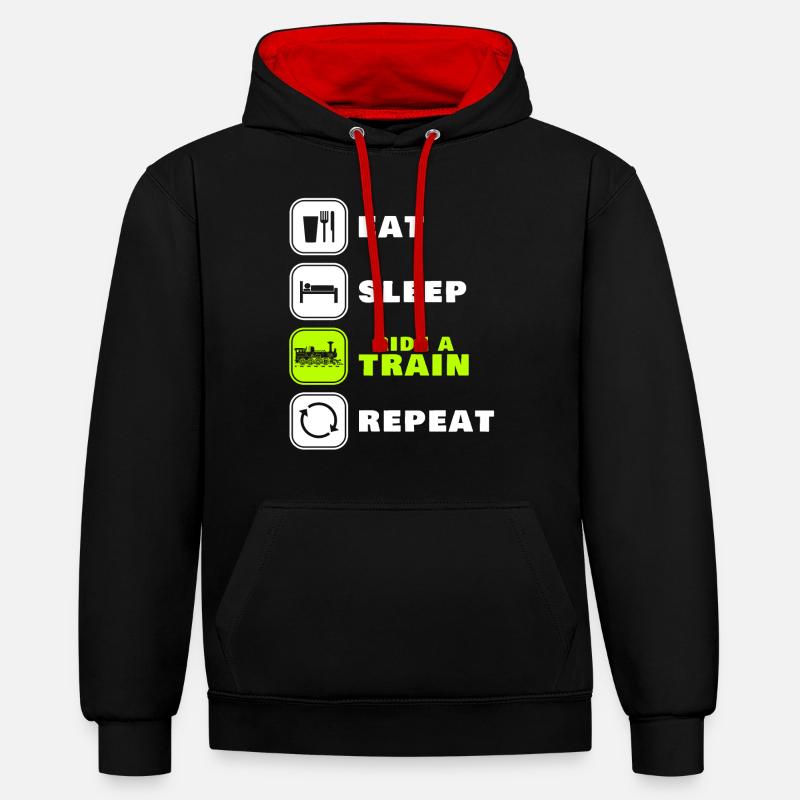 train - Sweat à capuche contrasté - noir/rouge