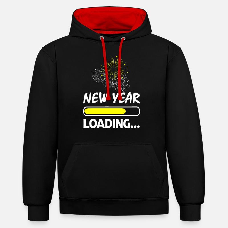 RÉVEILLON DU NOUVEL AN - Sweat à capuche contrasté - noir/rouge