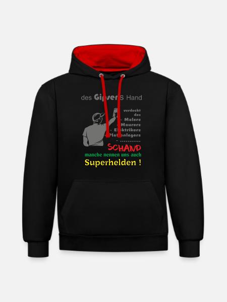 Gipser die Superhelden - Kontrast-Hoodie - Schwarz/Rot