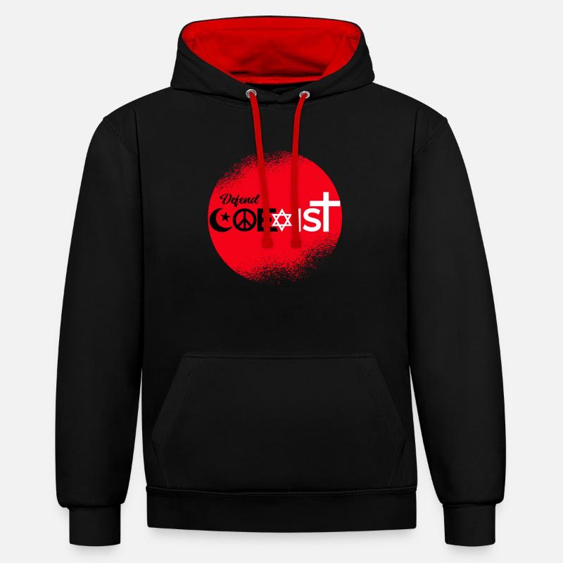 Défendre coexister - Sweat à capuche contrasté - noir/rouge