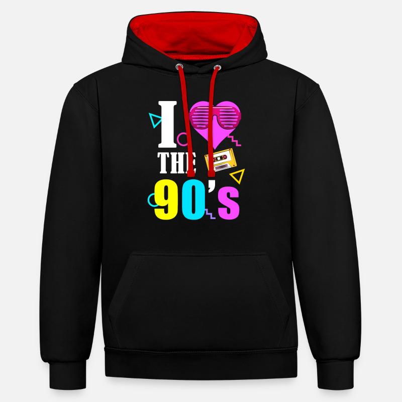 90s 80s 90s 80s - Sweat à capuche contrasté - noir/rouge