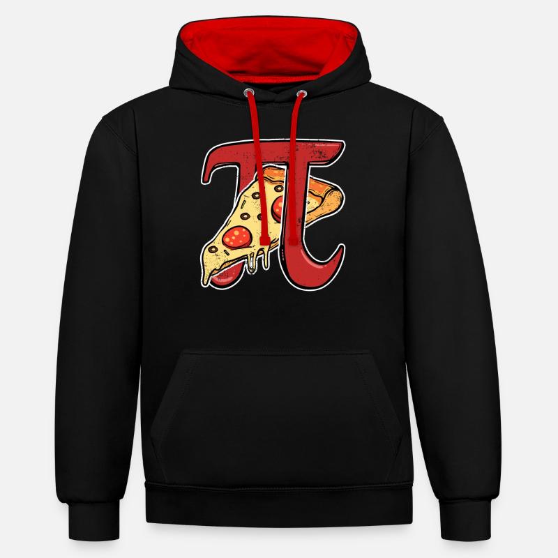 Pi Pizza - Sweat à capuche contrasté - noir/rouge