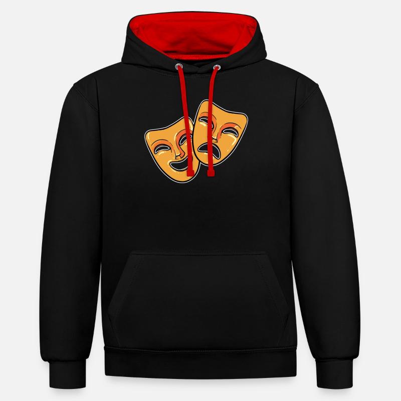 Masque de théâtre - Sweat à capuche contrasté - noir/rouge