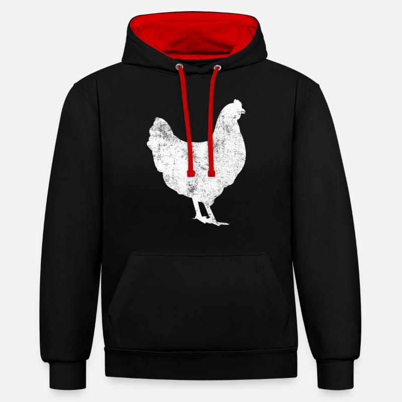 Poulet - Sweat à capuche contrasté - noir/rouge