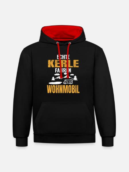 Wohnmobil - Kontrast-Hoodie - Schwarz/Rot