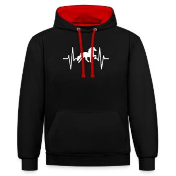 Pferde Herzschlag Islandpferd Island Pony Reiten R - Kontrast-Hoodie - Schwarz/Rot - Vorne - Anna (173cm) & Nico (186cm)