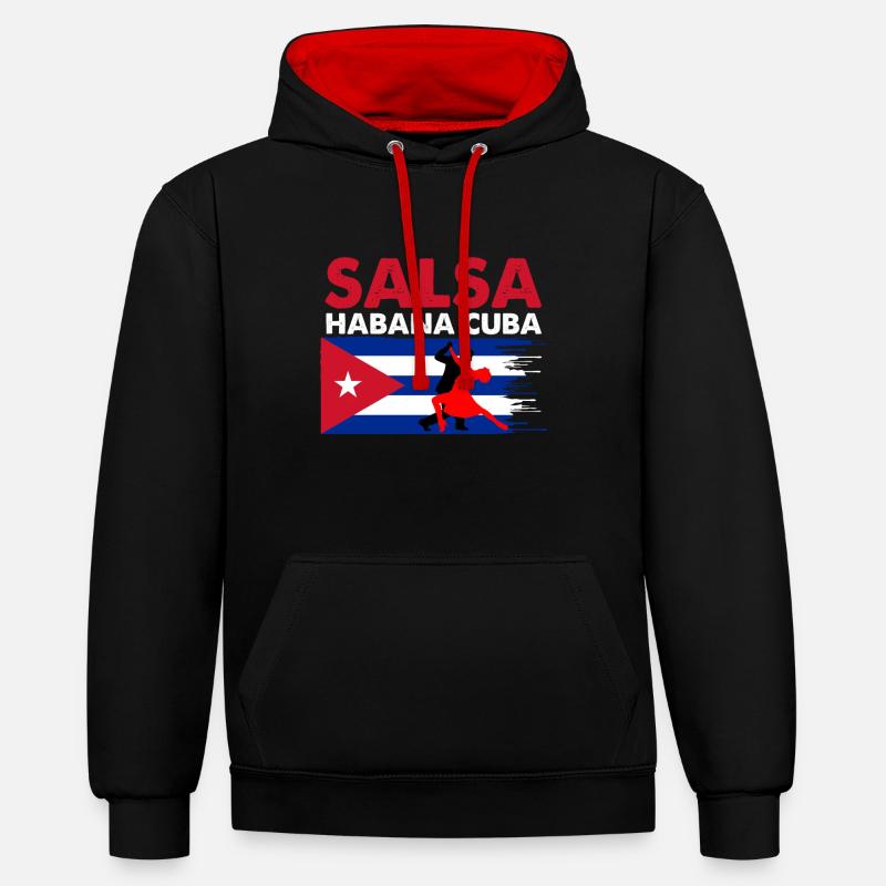 Salsa La Havane Cuba - Sweat à capuche contrasté - noir/rouge