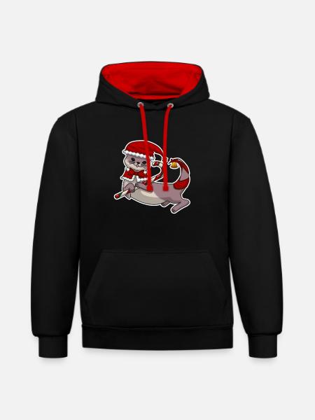 Christmas Otter - Contrast hoodie - black/red